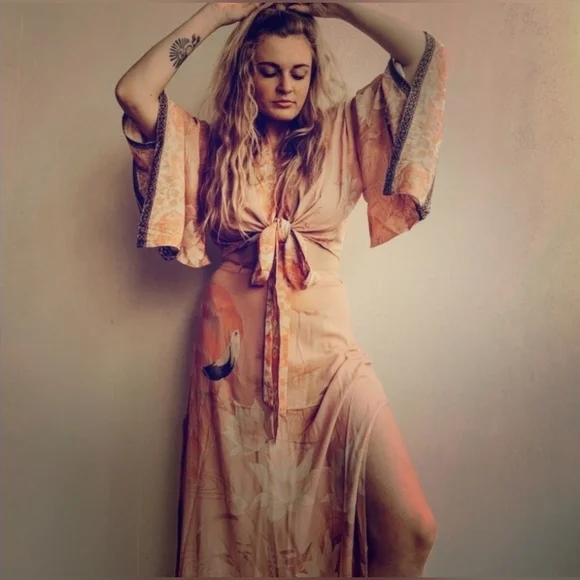 Spell & The Gypsy Pink Cherry Blossom Kimono Set - Picture 5 of 14